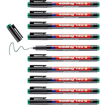 edding 140 S permanent penna – grön – 10 pennor – rund spets 0,3 mm – penna för att skriva på glas, plast, folie och släta ytor – permanent, snabbtorkande, fläckbeständig och vattentät edding 140 S permanent penna – grön – 10 pennor – rund spets 0,3 mm – penna för att skriva på glas, plast, folie och släta ytor – permanent, snabbtorkande, fläckbeständig och vattentät