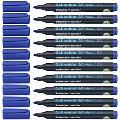 Schneider Maxx 130 permanent märkpenna med rund spets (linjetjocklek: 1–3 Rund spets, linjebredd 1–3 mm, snabbtorkande och vattentät, påfyllningsbar – för kartong, folie, glas, metall, trä, sten Schneider Maxx 130 permanent märkpenna med rund spets (linjetjocklek: 1–3 Rund spets, linjebredd 1–3 mm, snabbtorkande och vattentät, påfyllningsbar – för kartong, folie, glas, metall, trä, sten