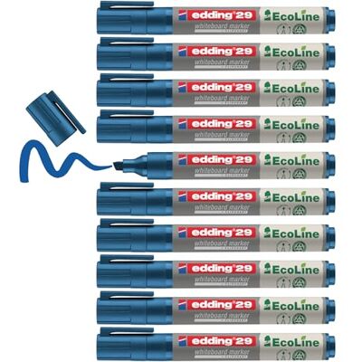 edding 29 Ecoline whiteboardmarker – blå – låda med 10 pennor – snedskuren spets 1-5 mm – torkas bort utan vatten – för whiteboard, blädderblock, anslagstavla, memo-tavla – sketcher – går att fylla på edding 29 Ecoline whiteboardmarker – blå – låda med 10 pennor – snedskuren spets 1-5 mm – torkas bort utan vatten – för whiteboard, blädderblock, anslagstavla, memo-tavla – sketcher – går att fylla på