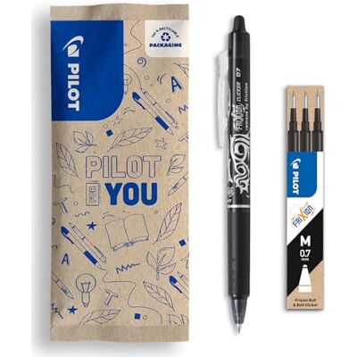 PILOT – Frixion Clicker 0,7 set – 1 raderbar kulspetspenna med tryckmechani + 1 set med 3 påfyllningar – påfyllningsbar rollerball-penna – behaglig skrivguide – svart – medium spets PILOT – Frixion Clicker 0,7 set – 1 raderbar kulspetspenna med tryckmechani + 1 set med 3 påfyllningar – påfyllningsbar rollerball-penna – behaglig skrivguide – svart – medium spets