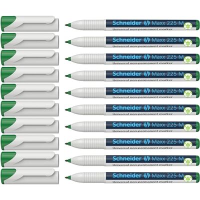Schneider Maxx 225 M Universal Marker (icke-permanent, fukttorkbar, 1,0 mm) Förpackning med 10 grön Schneider Maxx 225 M Universal Marker (icke-permanent, fukttorkbar, 1,0 mm) Förpackning med 10 grön
