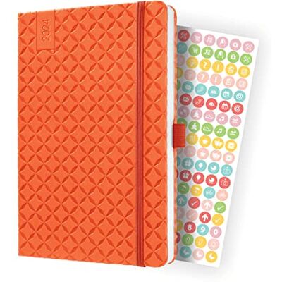 Sigel J4119 veckokalender Jolie 2024, ca A5, orange, inbundet omslag, gummiband, pennögla, fickficka, 174 sidor, tillverkat av hållbart papper, mötesplanerare Sigel J4119 veckokalender Jolie 2024, ca A5, orange, inbundet omslag, gummiband, pennögla, fickficka, 174 sidor, tillverkat av hållbart papper, mötesplanerare
