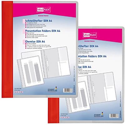 VELOFLEX A474102 – Snabb häftapparat VELOFORM, 2 stycken, DIN A4, ljusröd, PVC, kristallklart framlock, lämplig för broschyrfickor VELOFLEX A474102 – Snabb häftapparat VELOFORM, 2 stycken, DIN A4, ljusröd, PVC, kristallklart framlock, lämplig för broschyrfickor