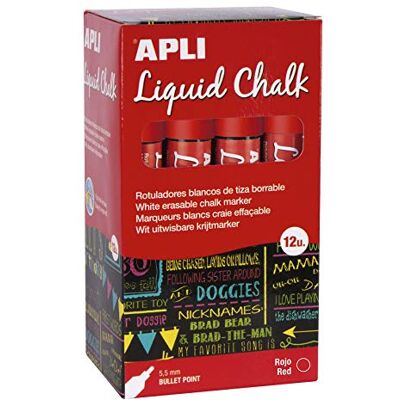 APLI Liquid Chalk markör, rund, 5,5 mm, röd, 12 stycken APLI Liquid Chalk markör, rund, 5,5 mm, röd, 12 stycken