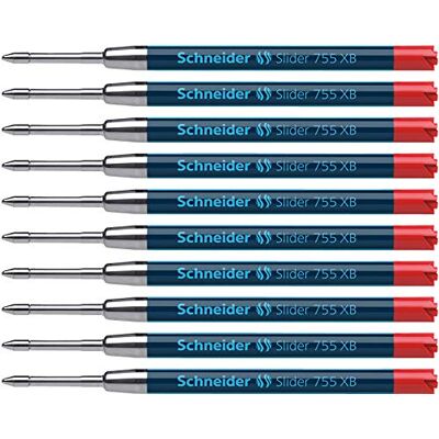 Schneider Slider 755 kulspetspenna (ViscoGlide-teknik, XB = extrabredd) 10-pack, röd Schneider Slider 755 kulspetspenna (ViscoGlide-teknik, XB = extrabredd) 10-pack, röd
