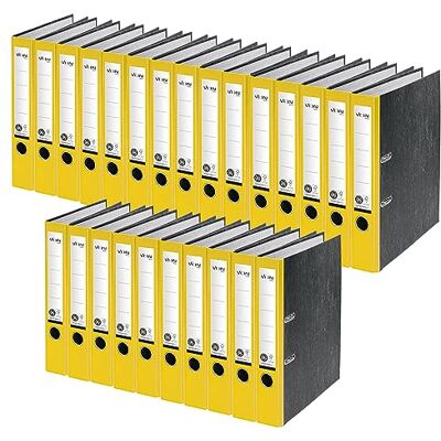 Leitz Von Mapp A4, 25-pack, 100% återvunnet papper, 50 mm ryggbredd, FRÅN , för 350 ark, blå ängel och FSC-certifierad, för skola, studier och hem, gul, 10540015 Leitz Von Mapp A4, 25-pack, 100% återvunnet papper, 50 mm ryggbredd, FRÅN , för 350 ark, blå ängel och FSC-certifierad, för skola, studier och hem, gul, 10540015