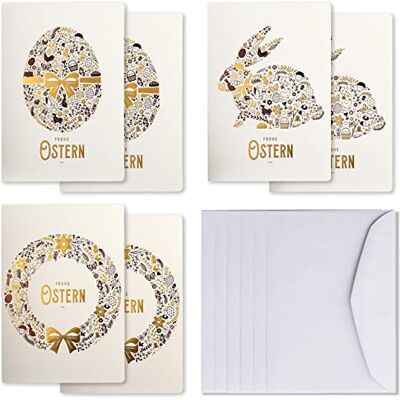 ART – Exklusivt set med 6 påskkort, tillverkad av ädelt papper med beigeinlägg och kuvert 120 x 170 mm ART – Exklusivt set med 6 påskkort, tillverkad av ädelt papper med beigeinlägg och kuvert 120 x 170 mm