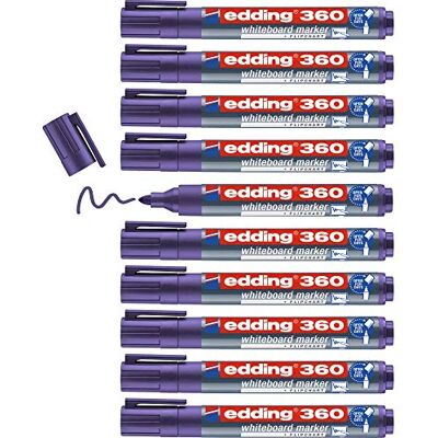 edding 360 whiteboardmarker – violett – låda med 10 pennor – rund spets 1,5–3 mm – torkas bort utan vatten – för whiteboard, blädderblock, anslagstavla, memo-tavla – sketcher – går att fylla på edding 360 whiteboardmarker – violett – låda med 10 pennor – rund spets 1,5–3 mm – torkas bort utan vatten – för whiteboard, blädderblock, anslagstavla, memo-tavla – sketcher – går att fylla på
