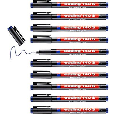 edding 140 S permanent penna – röd – 10 pennor – rund spets 0,3 mm – penna för att skriva på glas, plast, folie och släta ytor – permanent, snabbtorkande, fläckbeständig och vattentät edding 140 S permanent penna – röd – 10 pennor – rund spets 0,3 mm – penna för att skriva på glas, plast, folie och släta ytor – permanent, snabbtorkande, fläckbeständig och vattentät