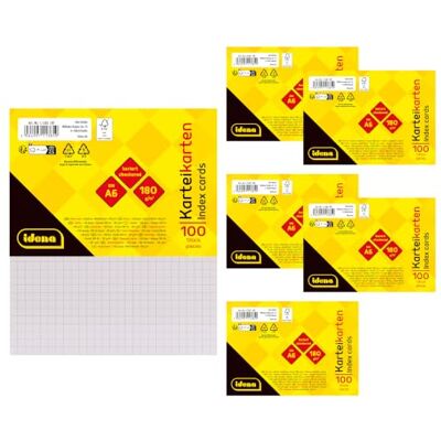 Idena 90359 – indexkort A6, 600 rutiga, 180 g/m² FSC-Mix papper i vitt, för skola och kontor Idena 90359 – indexkort A6, 600 rutiga, 180 g/m² FSC-Mix papper i vitt, för skola och kontor
