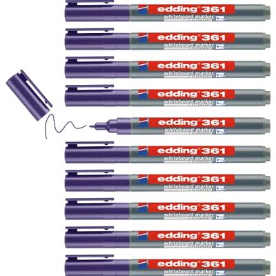 edding 361 whiteboardmarker – violett – låda med 10 pennor – rund spets 1 mm – torkas bort utan vatten – för whiteboard, blädderblock, anslagstavla, memo-tavla – sketcher – går att fylla på edding 361 whiteboardmarker – violett – låda med 10 pennor – rund spets 1 mm – torkas bort utan vatten – för whiteboard, blädderblock, anslagstavla, memo-tavla – sketcher – går att fylla på