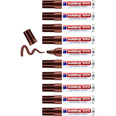 edding 500 permanent markör brun 10 pennor fasad spets 2–7 mm snabbtorkande, vatten- och friktionsbeständig för kartong, plast, trä, metall, glas edding 500 permanent markör brun 10 pennor fasad spets 2–7 mm snabbtorkande, vatten- och friktionsbeständig för kartong, plast, trä, metall, glas