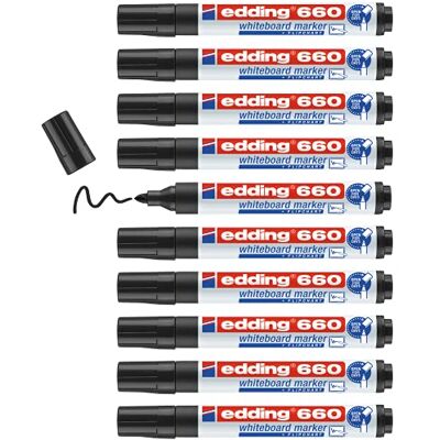 edding 660 whiteboardmarkeringspennor svart – 10 pennor – rund spets 1,5–3 mm – raderbar tuschpenna för whiteboardtavlor, magnetiska, memo och konferensstaffli, skisser, påfyllningsbar edding 660 whiteboardmarkeringspennor svart – 10 pennor – rund spets 1,5–3 mm – raderbar tuschpenna för whiteboardtavlor, magnetiska, memo och konferensstaffli, skisser, påfyllningsbar