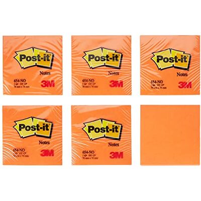Post-it ® 654NOR klisterlappar 6 block à 100 ark, neonorange (76 x 76 mm) neonorange Post-it ® 654NOR klisterlappar 6 block à 100 ark, neonorange (76 x 76 mm) neonorange