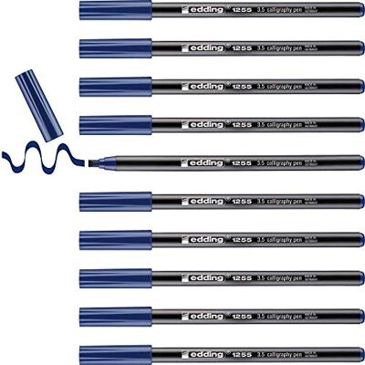 edding 1255 kalligrafipenna – stålblå – 10 pennor – kalligrafispets 3,5 mm – fiberpenna för papper, trä, terrakotta, duk – för nybörjare, handbrev, bullet journal, gratulationskort, dagbok edding 1255 kalligrafipenna – stålblå – 10 pennor – kalligrafispets 3,5 mm – fiberpenna för papper, trä, terrakotta, duk – för nybörjare, handbrev, bullet journal, gratulationskort, dagbok
