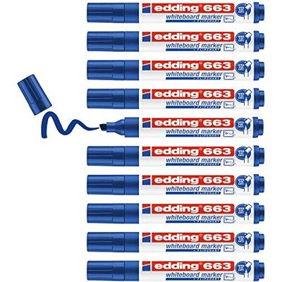 edding 663 whiteboardmarkör blå 10 pennor fasad spets 1–5 mm raderbar filt för tavlor, vit, magnetisk, memo och konferensstaffli skisschnoter påfyllningsbar edding 663 whiteboardmarkör blå 10 pennor fasad spets 1–5 mm raderbar filt för tavlor, vit, magnetisk, memo och konferensstaffli skisschnoter påfyllningsbar