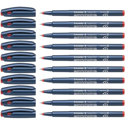 Schneider Topball 857 kulspetspenna (stabil metallspets, 0,6 mm) förpackning med 10 röd Schneider Topball 857 kulspetspenna (stabil metallspets, 0,6 mm) förpackning med 10 röd