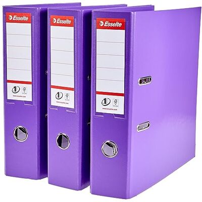 Esselte , N°1 Power, förpackning med 3 spakar, lila, rygg 75 mm, A4, PP, 624282 Esselte , N°1 Power, förpackning med 3 spakar, lila, rygg 75 mm, A4, PP, 624282