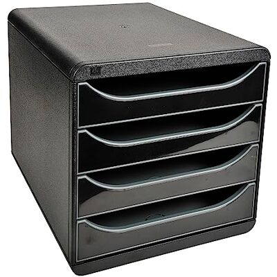 Exacompta Ref. 3104214D BIG-BOX 4-lådspiedestal för A4+ dokument Yttermått: Djup 34,70 x Bredd 27,80 x Höjd 26,70cm Svart/Svart blank Lådstorlek 4X55mm Exacompta Ref. 3104214D BIG-BOX 4-lådspiedestal för A4+ dokument Yttermått: Djup 34,70 x Bredd 27,80 x Höjd 26,70cm Svart/Svart blank Lådstorlek 4X55mm