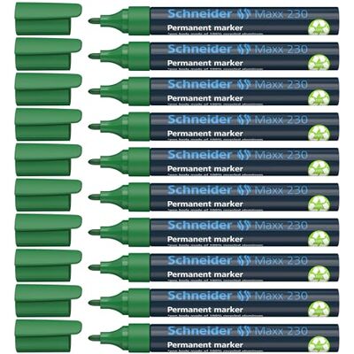 Schneider Maxx 230 permanent markör med kulspets påfyllningsbart lock av bläck aluminiumfat 1–3 mm förpackning med 10 grön Schneider Maxx 230 permanent markör med kulspets påfyllningsbart lock av bläck aluminiumfat 1–3 mm förpackning med 10 grön