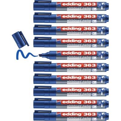 edding 363 whiteboardmarker – blå – låda med 10 pennor – rund spets 1-5 mm – torkas bort utan vatten – för whiteboard, blädderblock, anslagstavla, memo-tavla – sketcher – går att fylla på edding 363 whiteboardmarker – blå – låda med 10 pennor – rund spets 1-5 mm – torkas bort utan vatten – för whiteboard, blädderblock, anslagstavla, memo-tavla – sketcher – går att fylla på