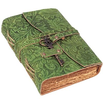 SH SHIFAA HANDICRAFT Leather Journal Antique Handmade Deckle Edge Vintage Paper Leather Bound Journal Book of Shadows Journal Leather Sketchbook Drawing Journal Great Gift (Green) (8x6) SH SHIFAA HANDICRAFT Leather Journal Antique Handmade Deckle Edge Vintage Paper Leather Bound Journal Book of Shadows Journal Leather Sketchbook Drawing Journal Great Gift (Green) (8x6)