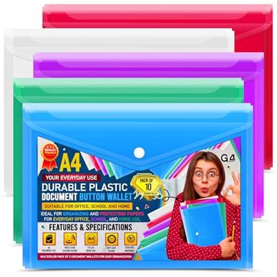 G4GADGET 10 A4/Foolscap ljus transparent tryckarplånbok/pappersplånböcker – blandade färger G4GADGET 10 A4/Foolscap ljus transparent tryckarplånbok/pappersplånböcker – blandade färger