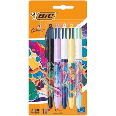 BIC 4 färger kulspetspenna set 4 färger dekor botanik, olika mönster, 5-pack, påfyllningsbar, perfekt för kontoret, hemmakontoret eller skolan BIC 4 färger kulspetspenna set 4 färger dekor botanik, olika mönster, 5-pack, påfyllningsbar, perfekt för kontoret, hemmakontoret eller skolan