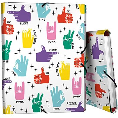 Grafoplás 82402643. Skolmapp Gummier och laplar, Fodrad kartong, Hårt lock, Folio-storlek, Elena Corredoira-samling, Hands, FSC-certifikat Grafoplás 82402643. Skolmapp Gummier och laplar, Fodrad kartong, Hårt lock, Folio-storlek, Elena Corredoira-samling, Hands, FSC-certifikat