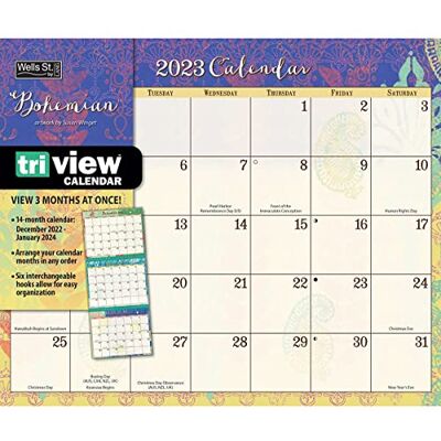 Wells Street by LANG WSBL Bohemian 2023 Tri-View™ kalender (23997003503) Wells Street by LANG WSBL Bohemian 2023 Tri-View™ kalender (23997003503)
