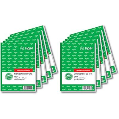 Sigel SD013/10 leveransbevis A6, 2 x 40 blad, självskrivande, 10-pack Sigel SD013/10 leveransbevis A6, 2 x 40 blad, självskrivande, 10-pack