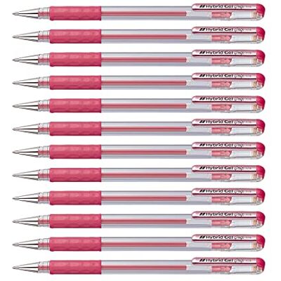 Pentel kulspetspenna med gelbläck, 0,8 mm Lot de 12 röd metallisk Pentel kulspetspenna med gelbläck, 0,8 mm Lot de 12 röd metallisk