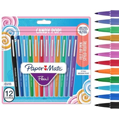 Paper Mate Flair filtpennor Medium punkt (0,7 mm) markörpennor blandade Candy Pop färgpennor för barn och vuxna färgläggning, journalföring och mer 12 stycken Paper Mate Flair filtpennor Medium punkt (0,7 mm) markörpennor blandade Candy Pop färgpennor för barn och vuxna färgläggning, journalföring och mer 12 stycken