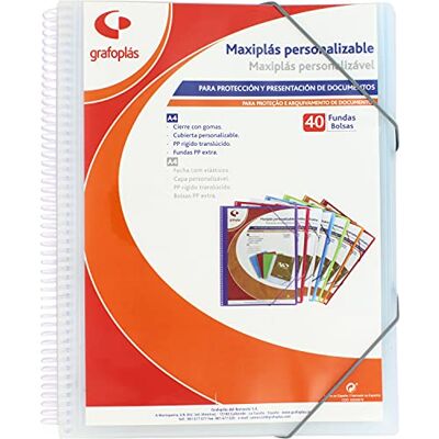 Grafoplás 39844000. Anpassningsbara fodral mapp, Maxiplas, 40 omslag, Naturliga, 30,8 x 24 x 20 Grafoplás 39844000. Anpassningsbara fodral mapp, Maxiplas, 40 omslag, Naturliga, 30,8 x 24 x 20