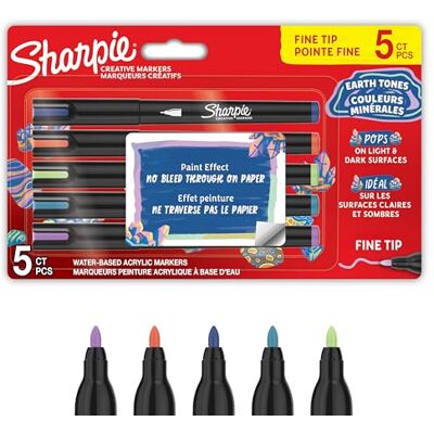 Sharpie Creative Marker Akrylfärgpennor Jordtoner Vattenbaserade färgpennor Blöder inte igenom, skriver på de flesta ytor Fin spets Hantverk och konstmaterial Blandade färger 5 stycken Sharpie Creative Marker Akrylfärgpennor Jordtoner Vattenbaserade färgpennor Blöder inte igenom, skriver på de flesta ytor Fin spets Hantverk och konstmaterial Blandade färger 5 stycken