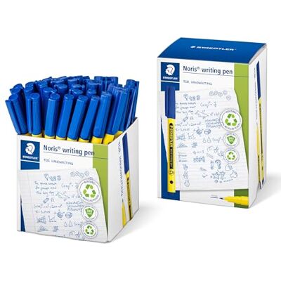 STAEDTLER Noris 307 Fineliner-set 50 pennor, blå – Vattenbaserat bläck med 0,6 mm linjebredd, DRY SAFE-spets, 97% återvunnen plast, tvättbar 307-3 CT50 STAEDTLER Noris 307 Fineliner-set 50 pennor, blå – Vattenbaserat bläck med 0,6 mm linjebredd, DRY SAFE-spets, 97% återvunnen plast, tvättbar 307-3 CT50