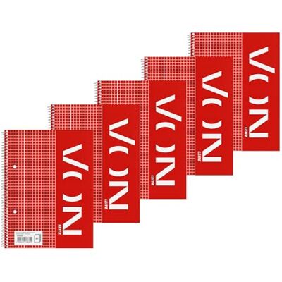 Leitz VON Collegeblock A5 rutig, 5-pack, anteckningsblock med 160 sidor, 80 ark, perfekt för kontor, studier och skola, med marginal till vänster, 45760001 Leitz VON Collegeblock A5 rutig, 5-pack, anteckningsblock med 160 sidor, 80 ark, perfekt för kontor, studier och skola, med marginal till vänster, 45760001
