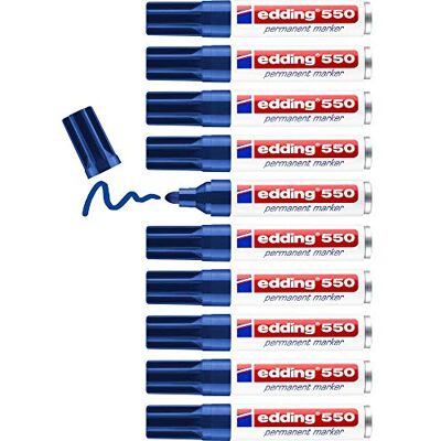 edding 550 permanent markör – blå – 10 stift – rund spets 3–4 mm – vattentät, snabbtorkande – friktionsbeständig – för kartong, plast, trä, metall, glas edding 550 permanent markör – blå – 10 stift – rund spets 3–4 mm – vattentät, snabbtorkande – friktionsbeständig – för kartong, plast, trä, metall, glas
