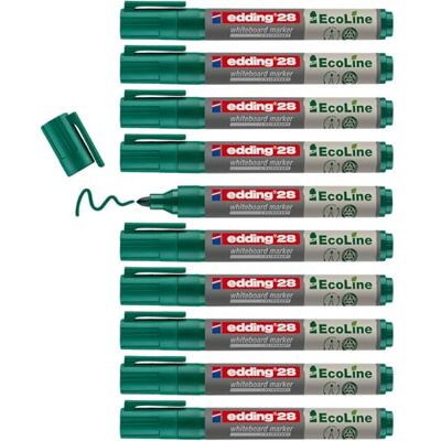 edding 28 Ecoline whiteboardmarker – grön – låda med 10 pennor – rund spets 1,5–3 mm – torkas bort utan vatten – för whiteboard, blädderblock, anslagstavla, memo-tavla – sketcher – går att fylla på edding 28 Ecoline whiteboardmarker – grön – låda med 10 pennor – rund spets 1,5–3 mm – torkas bort utan vatten – för whiteboard, blädderblock, anslagstavla, memo-tavla – sketcher – går att fylla på