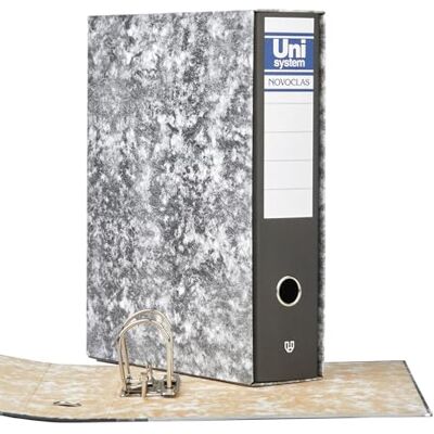 Unipapel Arkiv med spak och låda Folio storlek Förnicklad 65mm ringar Kruka fram Lång kanton 35x29x7,5cm Fodrad kartong Jaspeerad Unisystem Novoclas FSC-certifikat Unipapel Arkiv med spak och låda Folio storlek Förnicklad 65mm ringar Kruka fram Lång kanton 35x29x7,5cm Fodrad kartong Jaspeerad Unisystem Novoclas FSC-certifikat