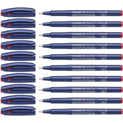 Schneider Topball 847 bläckpenna – röd (paket med 10) Schneider Topball 847 bläckpenna – röd (paket med 10)