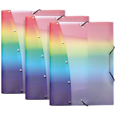 VELOFLEX 442404-3 – Samlarmapp Rainbow Diamond, DIN A4, 3 mappar med elastiskt band, slitstark, jurimapp av PP VELOFLEX 442404-3 – Samlarmapp Rainbow Diamond, DIN A4, 3 mappar med elastiskt band, slitstark, jurimapp av PP