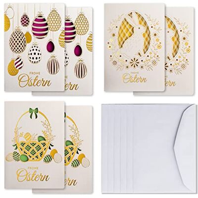 ART – Exklusivt set med 6 påskkort, tillverkad av ädelt papper med färgglada inlägg och kuvert 120 x 170 mm ART – Exklusivt set med 6 påskkort, tillverkad av ädelt papper med färgglada inlägg och kuvert 120 x 170 mm