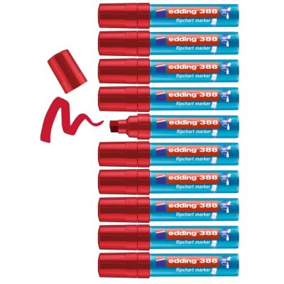 edding Jumbo – set med 10 pennor med mejselspets 4 till 12 mm röd edding Jumbo – set med 10 pennor med mejselspets 4 till 12 mm röd