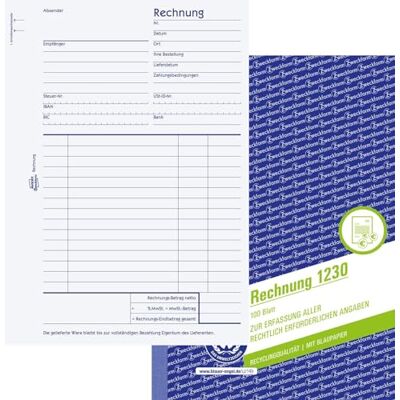 Avery Syftesform 1230 faktura (A5, 100 blad, av återvunnet papper, med 1 blad blåpapper, med netto- och bruttobelopp, moms uvm, för att samla alla nödvändiga uppgifter) vit Avery Syftesform 1230 faktura (A5, 100 blad, av återvunnet papper, med 1 blad blåpapper, med netto- och bruttobelopp, moms uvm, för att samla alla nödvändiga uppgifter) vit