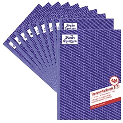 Avery 1773-10 timmars bevis (A4, självkopierande, testad av juridiska experter, för Tyskland och Österrike för oavbruten arbetstidsdetektering, 2 x 40 ark) 10-pack, vit/gul Avery 1773-10 timmars bevis (A4, självkopierande, testad av juridiska experter, för Tyskland och Österrike för oavbruten arbetstidsdetektering, 2 x 40 ark) 10-pack, vit/gul