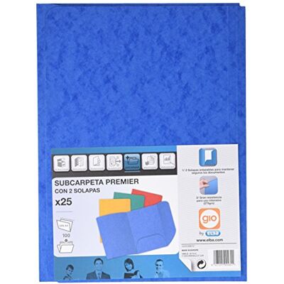Elba Ybarra 212203 – pack 25 mappar, 2 vikningar, 275 g, blå Elba Ybarra 212203 – pack 25 mappar, 2 vikningar, 275 g, blå