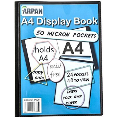 ARPAN A4 presentationsmapp med 24 fodral 48 sikter – Folio för rapporter dokument, notblad, konstverk, skolprojekt, Clippings – dokumenthållare med plastfodral – från ARPAN A4 presentationsmapp med 24 fodral 48 sikter – Folio för rapporter dokument, notblad, konstverk, skolprojekt, Clippings – dokumenthållare med plastfodral – från