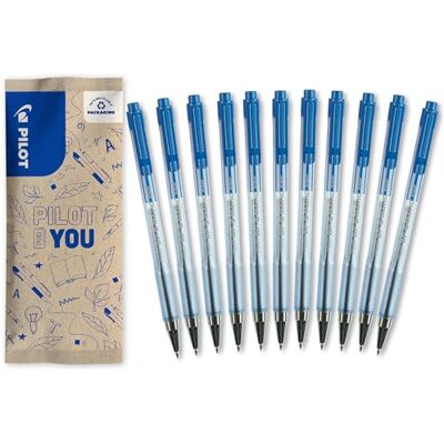 PILOT Set med 10 + 1 gratis BPS Matic Kulspetspenna Ultra-glidande och bekvämt skrivande Uppladdningsbar och infällbar Blå Fin spets PILOT Set med 10 + 1 gratis BPS Matic Kulspetspenna Ultra-glidande och bekvämt skrivande Uppladdningsbar och infällbar Blå Fin spets