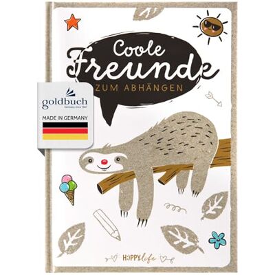 goldbuch 43580 – vändebok HAPPYlife Faultier, bok A5, vänskapsbok för fyllning, påminnelse till vänner, anteckningsbok med 88 illustrerade sidor, band med konsttryck, laminerad goldbuch 43580 – vändebok HAPPYlife Faultier, bok A5, vänskapsbok för fyllning, påminnelse till vänner, anteckningsbok med 88 illustrerade sidor, band med konsttryck, laminerad